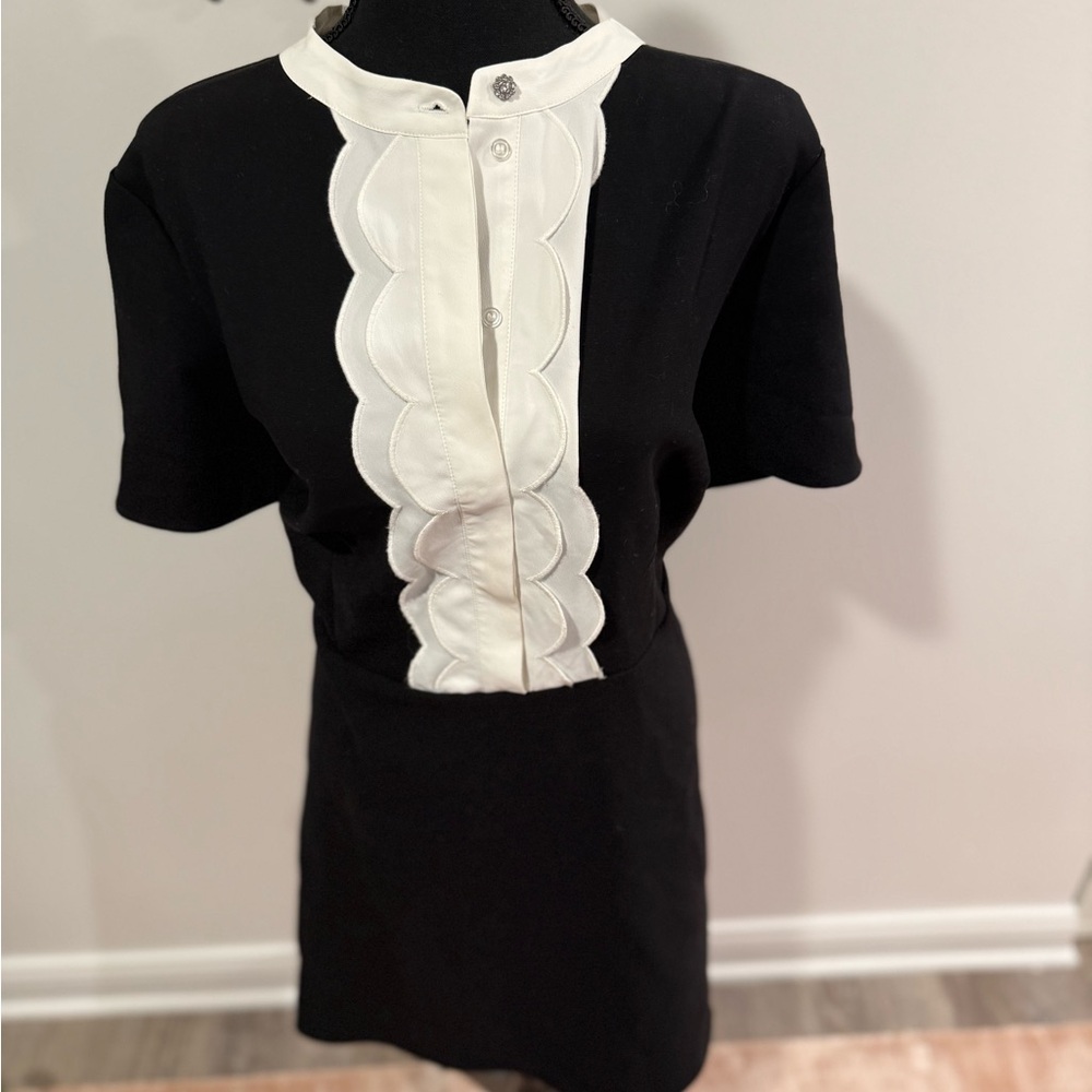 H&M Black and White Tuxedo Dress Scalloped Dress